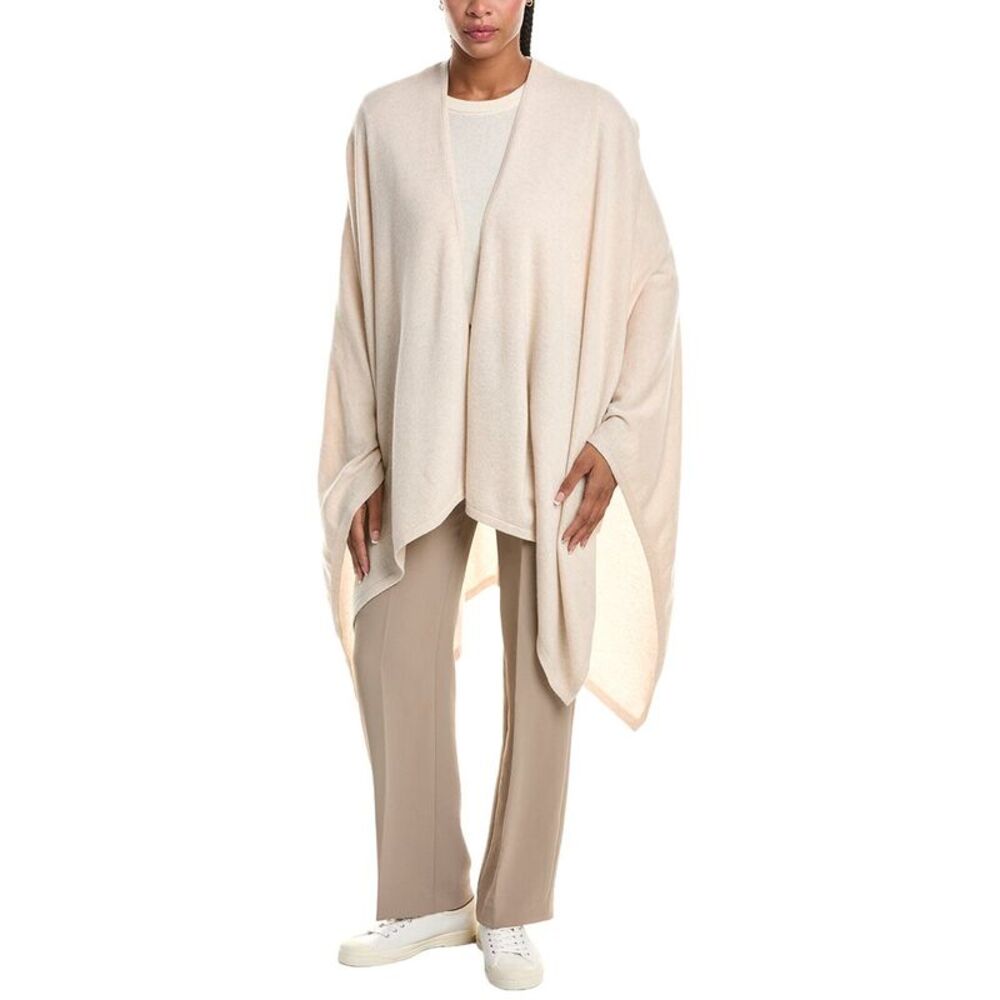 N.Peal Womens  Lily Lightweight 100% Cashmere Cape, White